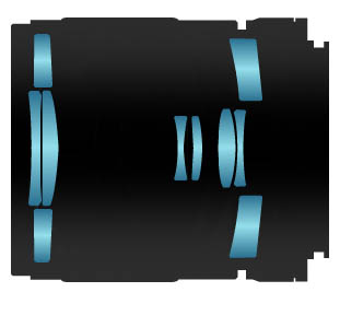Samyang 森養 300mm F6.3 ED UMC CS 反射鏡頭 (微單系統) - 光學結構 (9組9片)